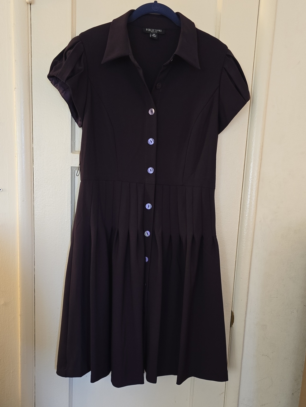 Perceptions Plum Button-Front Midi Dress